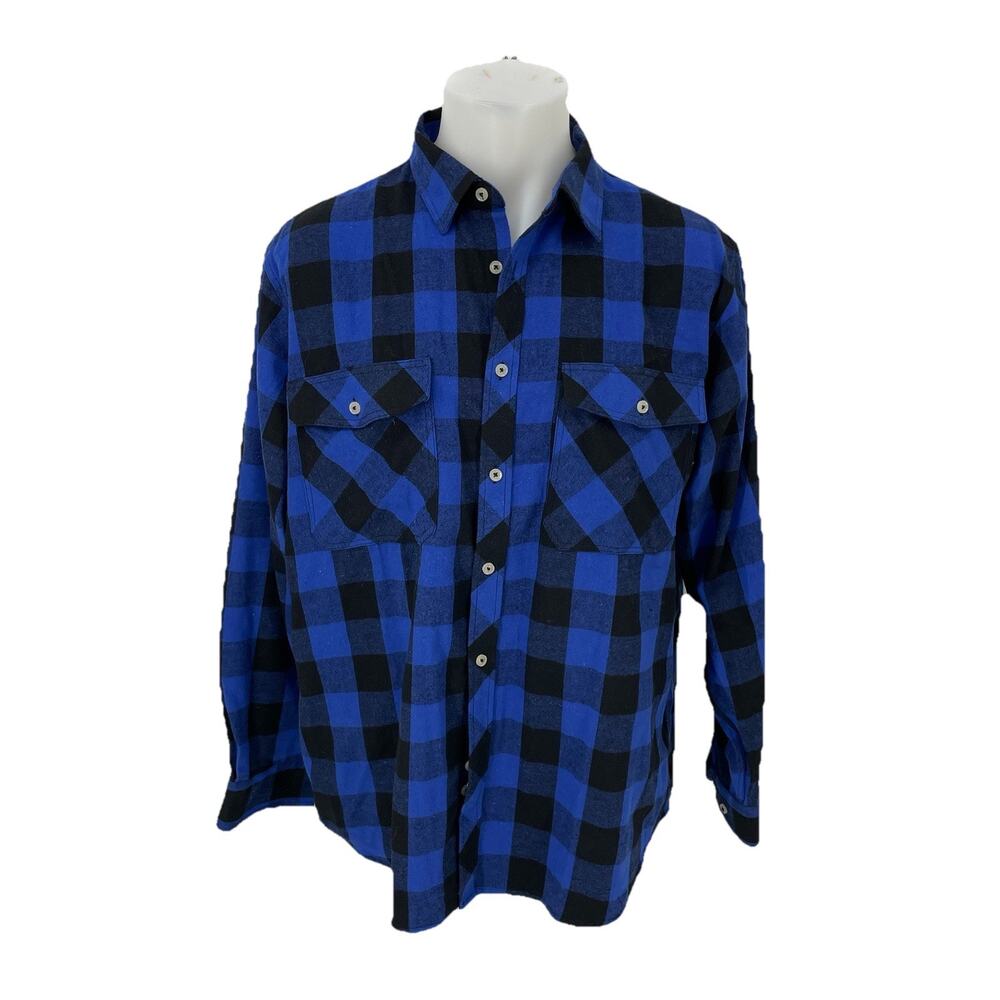 Design In Italy Men Flannel Shirt Extra Large Long Sleeve Button Up Adult 53-30